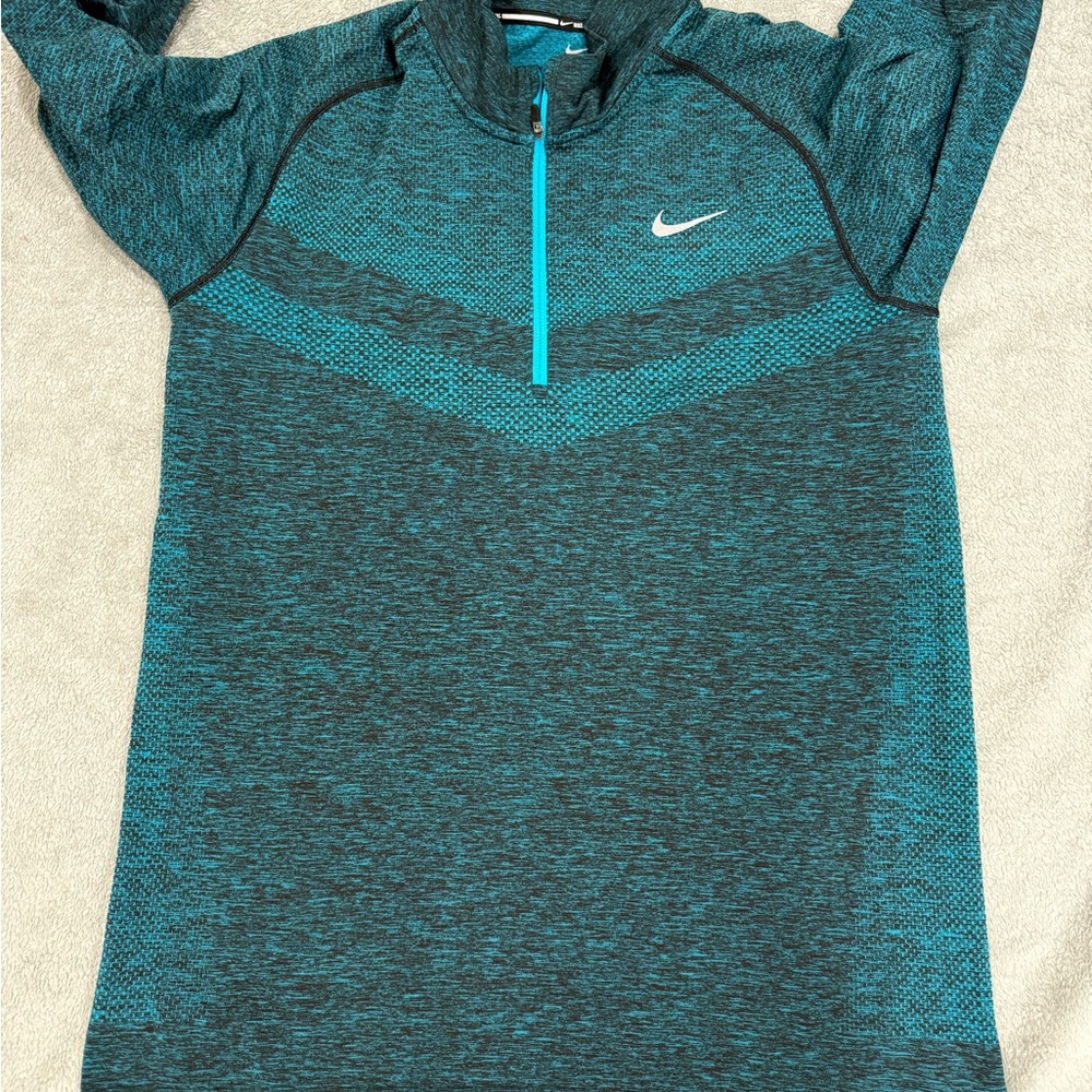 Nike Turquoise and Charcoal Half-Zip Top